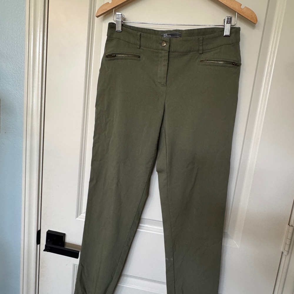 Olive Green Pants with Zipper Pockets